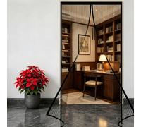 Mosquitera Puerta Magnetica 78 x 164 cm Cierre Automático Protección Contra Insectos Cortina Magnética Fácil Instalación sin Taladrar para Puerta Exterior de Balcón Patio, Negro
