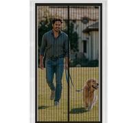 Mosquitera Puerta Magnetica 79 x 177 cm Cierre Automático con Imanes y Pesos, Taladrar Fácil de Instalar Mantiene, Mosquitera para Puertas para Dormitorio, Negro