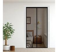 Mosquitera Puerta Magnetica 79 x 202 cm Cierre Automático con Imanes y Pesos, Taladrar Fácil de Instalar Mantiene Mosquitera para Puertas para Balcón, Cocina, Negro