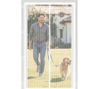 Mosquitera Puerta Magnetica 79 x 220 cm Cierre Automático con Imanes y Pesos, Taladrar Fácil de Instalar Mantiene, Mosquitera para Puertas para Dormitorio, Blanco