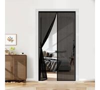 Mosquitera Puerta Magnetica 79 x 220 cm Cierre Automático con Imanes y Pesos, Taladrar Fácil de Instalar Mantiene Cortina Contra Mosquitos con Imanes para Dormitorio, Negro