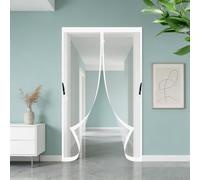 Mosquitera Puerta Magnetica 80 x 95 cm Fácil Instalación sin Taladrar Protección Contra Insectos Resistente Antimosquitos Puerta Mosquitera para Ventanas, Blanco