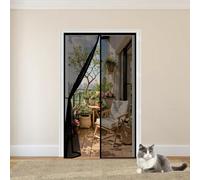 Mosquitera Puerta Magnetica 81 x 220 cm Cierre Automático con Imanes y Pesos, Taladrar Fácil de Instalar Mantiene Mosquitera Imantada Puerta para Dormitorio, Negro