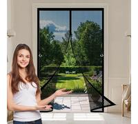 Mosquitera Puerta Magnetica 85 x 125 cm Contra Respirable, con Imanes Cortinas Mosquiteras Fácil de Instalar, Antimosquitos, Malla Fina Corredera de Patio, Negro