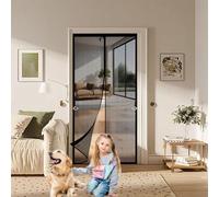 Mosquitera Puerta Magnetica 85 x 125 cm Contra Respirable, con Imanes Mosquitera para Puerta Anti-Insectos, Resistente, Fácil Instalación Adiós a Los Mosquitos, Negro
