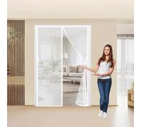 Mosquitera Puerta Magnetica 90 x 110 cm Protección Contra Insectos, Malla Fina, Mantiene El Aire Fresco, Cortina Antimosquitos para Puerta Corredera, de Salón, Blanco