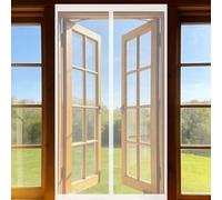 Mosquitera Puerta Magnética 90 x 115 cm Junta Magnética de Arriba a Abajo, sin Taladrar, Transpirables, Resistente Al Viento Cortina Puerta para Exterior, Blanco