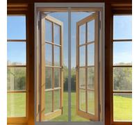 Mosquitera Puerta Magnética 90 x 135 cm Junta Magnética de Arriba a Abajo, sin Taladrar, Transpirables, Resistente Al Viento Cortina Puerta para Exterior, Gris