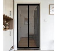 Mosquitera Puerta Magnética 90 x 135 cm Junta Magnética de Arriba a Abajo, sin Taladrar, Transpirables, Resistente Al Viento Mosquitera para Puerta Exterior, Negro