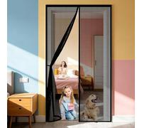 Mosquitera Puerta Magnetica 90 x 140 cm Puerta de Malla Magnética Cierre Magnético de Arriba a Abajo, Automáticamente, Mantiene El Aire Fresco, para Patio Balcón, Negro