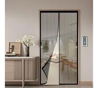 Mosquitera Puerta Magnetica 90 x 165 cm Malla Resistente, Autosellante Cortina de Malla Fácil Instalación con Cinta Mágica para Salón Balcón Corredor Cocina, Negro