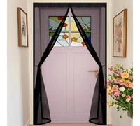 Mosquitera Puerta Magnética 90 x 165 cm Transpirables Antimosquitos, Sin Taladros, Magnético Automático, Con Velcra, Puerta de Malla Magnética para Pasillos Balcn Puertas, Negro