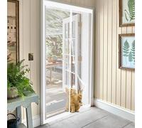 Mosquitera Puerta Magnética 90 x 205 cm Transpirables, Antimosquitos Cortina Mosquitera Puerta Exterior Mantiene El Aire Fresco para Exterior, de Balcón/Patio, Blanco