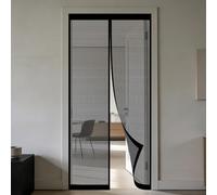 Mosquitera Puerta Magnetica 90 x 275 cm Junta Magnética de Arriba a Abajo, sin Taladrar, Transpirables, Resistente Al Viento Mosquitera Reversible para Puerta Corredera, Negro