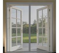 Mosquitera Puerta Magnetica 95 x 110 cm Junta Magnética de Arriba a Abajo, sin Taladrar, Transpirables, Resistente Al Viento Cortinas Mosquiteras para Puerta Exterior, Gris