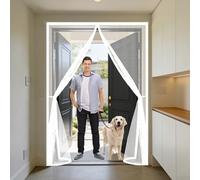 Mosquitera Puerta Magnética 95 x 200 cm Mosquitera Ventana Magnetica Cierre Magnético de Arriba a Abajo, Automáticamente, Mantiene El Aire Fresco, para Balcón Dormitorio, Negro