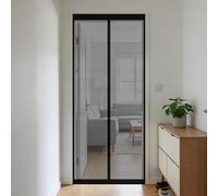 Mosquitera Puerta Magnética 95 x 210 cm Junta Magnética de Arriba a Abajo, sin Taladrar, Transpirables, Resistente Al Viento Cortina Puerta para Exterior, Negro
