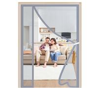 Mosquitera Puerta Magnetica Apertura Lateral 115x200cm Gris Cortina Mosquitera con Imanes Aislamiento Transparente Cierre Magnético de Arriba a Abajo Para Todo Tipo de Ventana