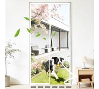 Mosquitera Puerta Magnetica,Automáticamente Cierre Magnético Completo Cortina Malla,Cortinas Antimoscas Puerta Exterior con Iman,para Balcón Salón Dormitorio-White-B||120x235cm(47x92inch)