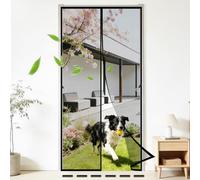 Mosquitera Puerta Magnetica,Automáticamente Cierre Magnético Completo Cortina Malla,Cortinas Antimoscas Puerta Exterior con Iman,para Balcón Salón Dormitorio-Black-B||120x235cm(47x92inch)