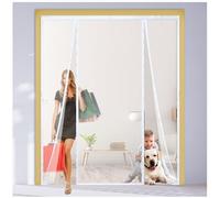 Mosquitera Puerta Magnética con Apertura Lateral, Cortina Anti Insectos Sin Taladro con Cierre Adhesivo de 4cm, Incluye Ganchos de Sujeción para Puerta Terraza, Balcón y Corredera,170x190cm,Blanco