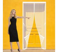 Mosquitera Puerta Magnetica Corredera Cortina 100 x 218 cm Magnético Automático Mosquitera Magnetica Puertas Exteriores Resistente para Puerta Del Balcón, Patio, Blanco