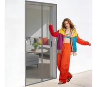 Mosquitera Puerta Magnetica Corredera Cortina 127 x 181 cm Varios Tallas Mosquito Net Resistente para Balcón, Cocina, Dormitorio, Correderas, Garaje O Patio, Gris