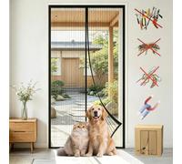 Mosquitera Puerta Magnética, Cortina Mosquitera Puerta Exterior sin Taladrar, Mosquiteras Magneticas Se Cierra Automáticamente para Puertas de Salón Balcón Corredor-Black||70x200cm(27x78inch)