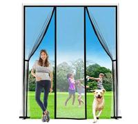 Mosquitera Puerta Magnetica de Balcón, Transpirable Mosquiteras Magnética para Puerta Corredera de Patio, Puerta trasera, uso interior y exterior (145x205cm, Negro)