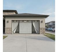 Mosquitera Puerta Magnética de Garaje 488x213cm, Cortina Exterior de Fibra de Vidrio Reforzada, Doble Apertura, Pantalla Protección contra Insectos, Negro (16x7ft)(Oscuro,366 x 305 cm(12 x 10 ft))