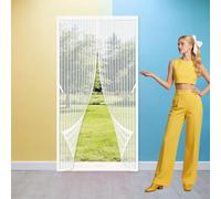 Mosquitera Puerta Magnetica Mosquiteras 120 x 278 cm Imanes para Un Autocierre Cortinas Mosquiteras Puertas Lejos de Los Mosquitos para Todos Los Tamaños de Puertas, Blanco