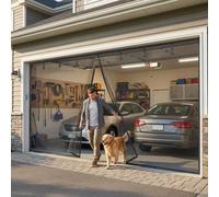 Mosquitera Puerta Magnetica para Garaje, Pantalla Magnética de Fibra de Vidrio, Cortina Antimosquitos con Cierre Automático, Fácil Instalación sin Taladrar(White,W518 x H305 cm (W17 x H10 ft))