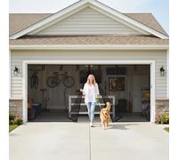 Mosquitera Puerta Magnetica Puerta De Garaje, Puertas Mosquitera De Garaje, Pantalla De Fibra De Vidrio Reforzada, Puertas Magnética Manos Libres 305 X 274 Cm(Blanca,457 x 213 cm(15 x 7 ft))