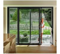 Mosquitera Puerta Sin Residuos Doble Apertura 70x200cm Sin Taladrar Resistente a Rasgaduras Ventilada Lavable para Apartamento Jardín negro