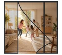 Mosquitera Puertas Abatibles Dobles Negro 240x265cm Ideal para puertas grandes con instalación sin perforaciones para Diseñado cerramientos de cristal y balcones de gran formato