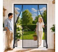 Mosquitera Puertas Dobles 160x190cm Instalación sin taladrar con cinta adhesiva de alta resistencia, lista en minutos para Solución elegante para separar ambientes interiores y exteriores Negro