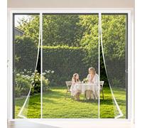 Mosquitera Puertas Dobles 220x200cm Cinta adhesiva de full frame que asegura un sellado completo en todo el perímetro para Perfecto para salidas a la terraza y porches de verano Blanco