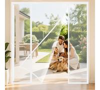 Mosquitera Puertas Dobles Imanes Blanco 150x255cm Instalación sencilla sin herramientas ni perforaciones en la puerta para Puertas de Terraza y Corredores Exteriores