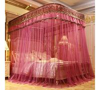 Mosquitera, riel 1.8 m 1.5 m 2 m cama Hogar en forma de U tres puertas de acero inoxidable engrosado soporte doble mosquitera-Mei Hong_1.5m cama 150 * 200cm