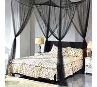 Mosquitera Sexy Para Cama Queen/King Grace, Dosel Elástico Púrpura Para El Hogar, Prevención De Insectos, Cuatro Puertas, Red Cuadrada Simple Negra Para Exteriores,4,Reina1.5X2.1X2.4M