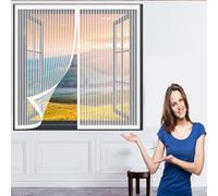 Mosquitera Universal para Ventanas 130 x 92 cm Malla Mosquiteras para Ventanas Cierra Automáticamente sin Taladrar Instalacin Fcil Cortina Malla Resistente para Puerta Ventana, Blanco
