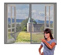 Mosquitera Ventana 100 x 145 cm Protección Contra Mosquitos y Moscas Mosquitera Ajustable Ventanas Lavables para Todas Las Ventanas, Gris