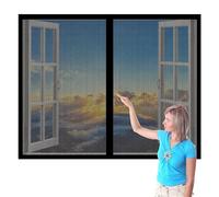 Mosquitera Ventana 100 x 145 cm Protección Contra Mosquitos y Moscas Mosquitera sin Taladrar Fácil de Limpiar para Todas Las Ventanas Interiores y Exteriores, Negro