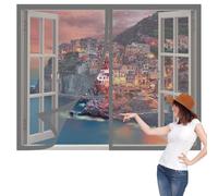 Mosquitera Ventana 105 x 110 cm sin Taladrar Ni Atornillar Window Mosquito Net Fácil de Limpiar Adecuada para Decoración Del Hogar, Gris