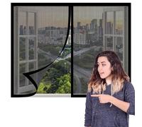 Mosquitera Ventana 110 x 125 cm sin Taladrar Ni Atornillar Pantalla Magnética Ajustable Ventana de Bricolaje Fácil de Ensamblar Autoadhesivo para Todas Las Ventanas, Negro