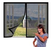 Mosquitera Ventana 115 x 125 cm Protección Contra Mosquitos y Moscas Mosquitera Ajustable Ventanas Lavables para Todas Las Ventanas, Negro
