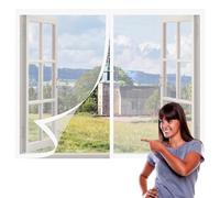 Mosquitera Ventana 115 x 125 cm Protección Contra Mosquitos y Moscas Mosquitera Ajustable Ventanas Lavables para Todas Las Ventanas, Blanco