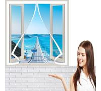 Mosquitera Ventana 120 x 119 cm Fibra de Vidrio Malla Mosquitera para Ventanas sin Taladrar para Sala de Estar y Patio, Blanco
