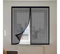 Mosquitera Ventana 140 x 150 cm Imanes Se Cierran Automáticamente Mosquitera Ventana Malla Contra Insectos Fácil de Limpiar para Balcón Corredera Terraza, Negro