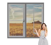 Mosquitera Ventana 140 x 160 cm sin Taladrar Ni Atornillar Cortinas Mosquitera Ventana Fácil Instalación Adhesiva para Todas Las Ventanas, Gris